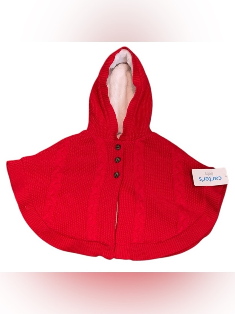 Carter’s Valentine’s Red Riding Hood Cable Knit Sweater Poncho Fleece 12 Months